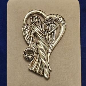 Vintage Silver Plate Large Gorham Love Angel Ornament